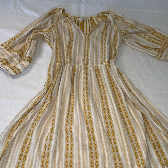 Velvet Striped Yellow and Cream Mini Dress - Picture 5 of 7